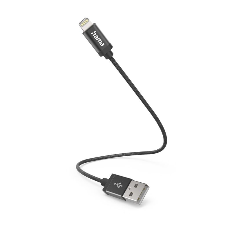 Hama-00201578-cavo-Lightning-02-m-Nero--Hama-Charging-Data-USB-A-to-Lightning-Cable-480Mbps-Nylon-0.2-Metre-Black-