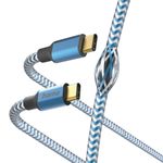 Hama-Reflective-USB-C-to-USB-C-Quick-Charging-Cable-USB-2.0-Nylon-Sheath-Gold-Plated-1.5-Metre-Blue