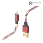 Hama Reflective Charging USB-A to Lightning Cable 480Mbps Nylon Sheath Gold-Plated 1.5 Metre Red