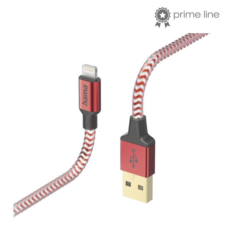 Hama-Reflective-Charging-USB-A-to-Lightning-Cable-480Mbps-Nylon-Sheath-Gold-Plated-1.5-Metre-Red