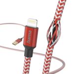 Hama-Reflective-Charging-USB-A-to-Lightning-Cable-480Mbps-Nylon-Sheath-Gold-Plated-1.5-Metre-Red