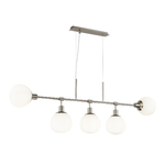 Lampadario-Sospensione-Erich-Metallo-Nichel-5-Luci-E-Diffusori-Bianchi