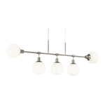 Lampadario-Sospensione-Erich-Metallo-Nichel-5-Luci-E-Diffusori-Bianchi