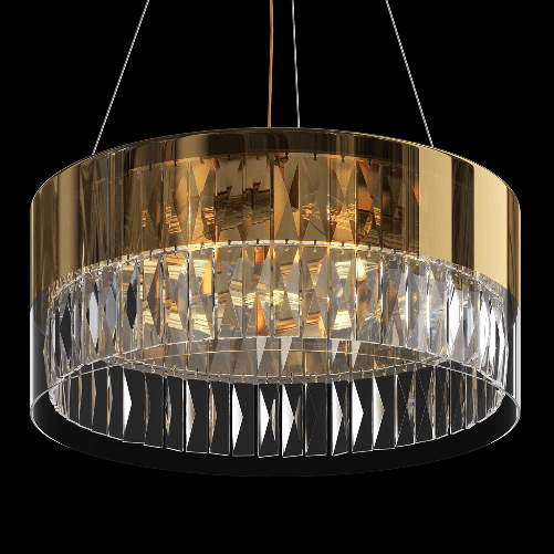 Lampadario-Contemporaneo-Wonderland-Acciaio-Oro-6-Luci-Diffusori-Vetro