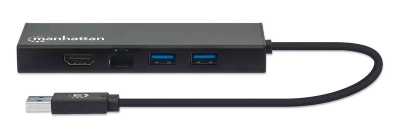 Manhattan-152846-replicatore-di-porte-e-docking-station-per-laptop-USB-tipo-A-Nero--USB-A-Dock-Hub-Ports-x5-Ethernet-HDM