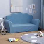 vidaXL Divano per Bambini a 2 Posti Blu in Morbido Peluche