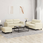 vidaXL Set di Divani 3 pz con Cuscini crema in Similpelle