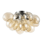 Maytoni Plafoniera Contemporanea Baldo Metallo Nichel 4 Luci Diffusori Cognac