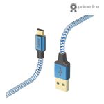 Hama-Reflective-USB-A-to-USB-C-Quick-Charging-Cable-USB-2.0-Nylon-Sheath-Gold-Plated-1.5-Metre-Blue