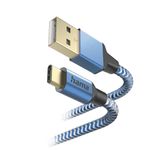 Hama-Reflective-USB-A-to-USB-C-Quick-Charging-Cable-USB-2.0-Nylon-Sheath-Gold-Plated-1.5-Metre-Blue