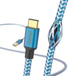 Hama-Reflective-USB-A-to-USB-C-Quick-Charging-Cable-USB-2.0-Nylon-Sheath-Gold-Plated-1.5-Metre-Blue