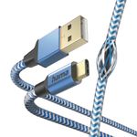 Hama-Reflective-USB-A-to-USB-C-Quick-Charging-Cable-USB-2.0-Nylon-Sheath-Gold-Plated-1.5-Metre-Blue