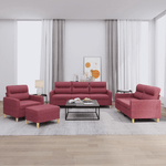 Set di Divani 4 pz con Cuscini Rosso Vino in Tessuto