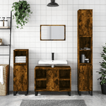 vidaXL Set Mobili da Bagno 3 pz Rovere Fumo in Legno ingegnerizzato