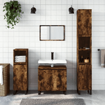 vidaXL Set Mobili da Bagno 3 pz Rovere Fumo in Legno ingegnerizzato