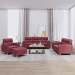 Set di Divani 4 pz con Cuscini Rosso Vino in Tessuto