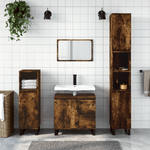 vidaXL Set Mobili da Bagno 3 pz Rovere Fumo in Legno ingegnerizzato