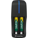 Varta Mini Charger for 2AA-AAA accus (incl. 2x AAA 800mAh) - con indicazione a LED e timer di sicurezza