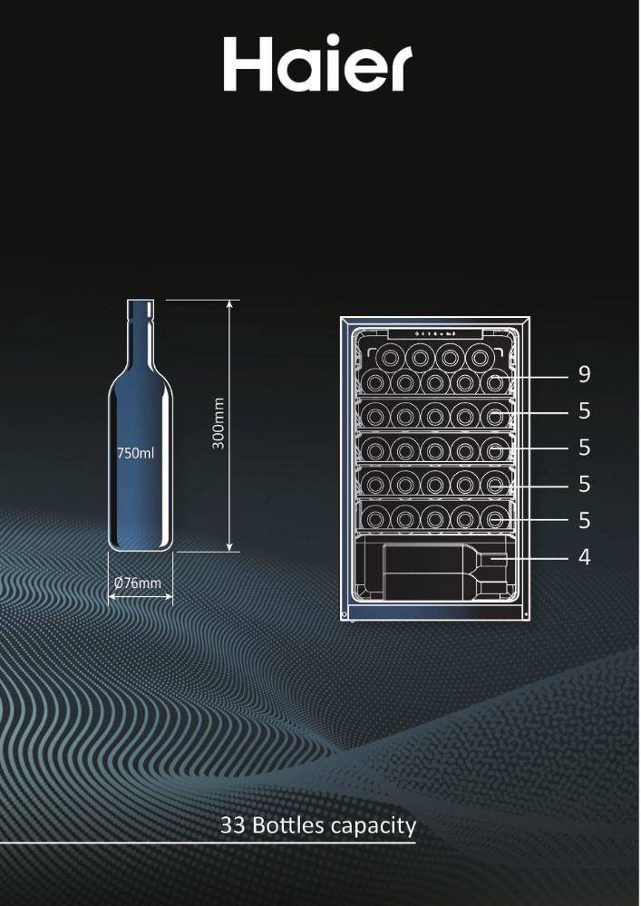 Haier-Wine-Bank-50-Serie-3-HWS33GG-Cantinetta-vino-con-compressore-Libera-installazione-Nero-33-bottiglia-bottiglie