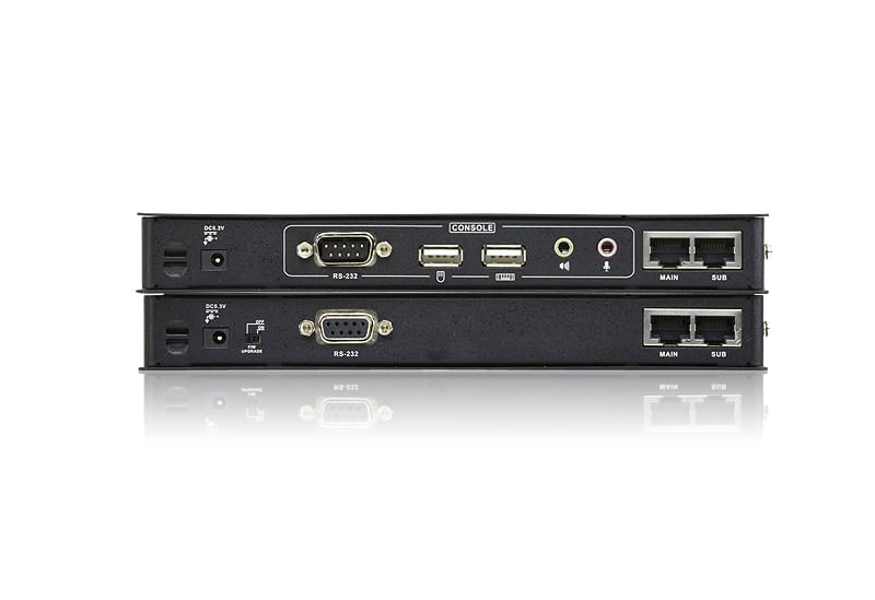 Typ-KVM-Extender--Monitor-2x-DVI--Dual-Link---Tastatur-Maus-USB--Audio--Lautsprecher-Mikrofon--LAN-2x-100Base-TX--Auflsu