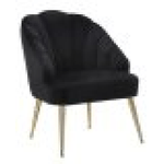 Poltrona elegante, velluto nero, gambe metallo dorate 65x69x84cm Shell