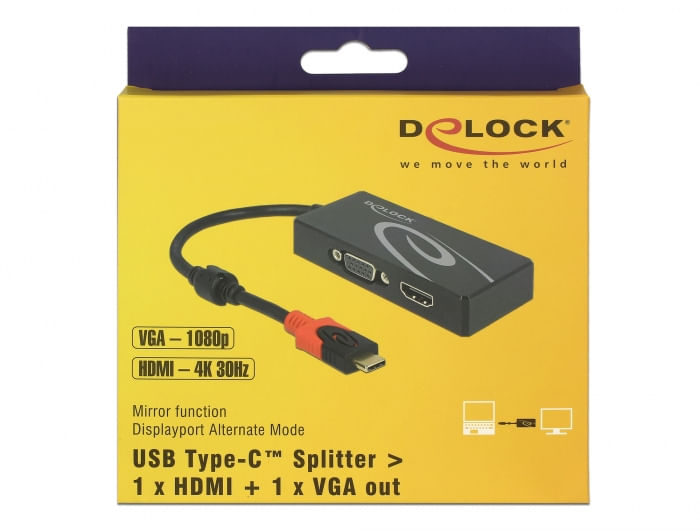 Delock-Splitter-USB-di-tipo-C--modalit--DP-Alt---1-x-HDMI-1-x-uscita-VGA