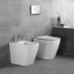 Sanitari wc e bidet a terra, filo muro, soft close, rimless Sicena Nomon