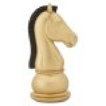 Statua Cavallo scacchi oro criniera nera, poliresina 10,5x8,5x19cm