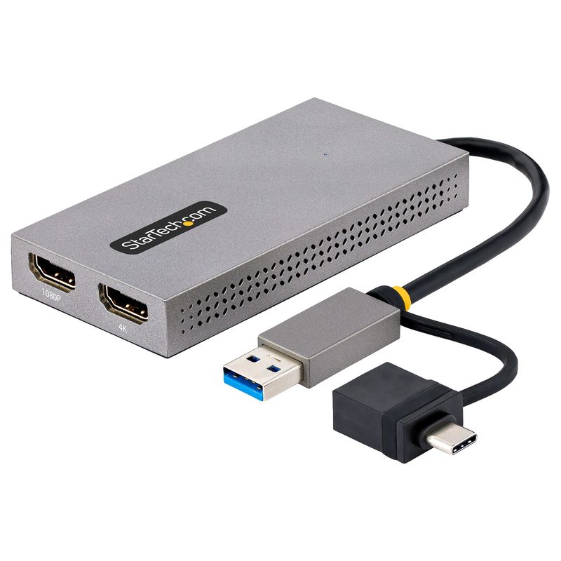 StarTech.com-Adattatore-USB-3.0-a-HDMI-Scheda-Video-Esterna-USB-3.0-a-Doppio-HDMI--1x-4K30Hz-1x-1080p--Cavo-da-11cm--Convertitore-Dongle-USB-A-C-per-2-Monitor-HDMI---Win-Mac--107B-USB-HDMI-