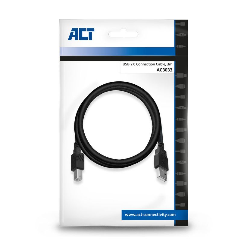 ACT-AC3033-Cavo-USB-3-m-USB-2.0-USB-A-USB-B-Nero