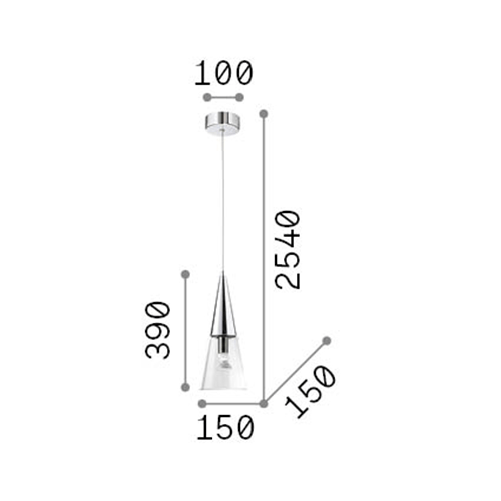 Sospensione-Moderna-Cono-Metallo-Cromo-1-Luce-E14