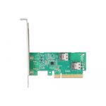 Delock Anschlsse intern 2 x 38 Pin SFF-8654 4i Buchse / 1 x PCI Express x8 V4.0  Untersttzt NVM Express (NVMe