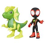 Marvel-Spidey-e-I-Suoi-Fantastici-Amici-Spidey-con-Cattivo-Dino-Miles-Morales-action-figure-di-Miles-Spin-Morales-e--s-Electrosaurus