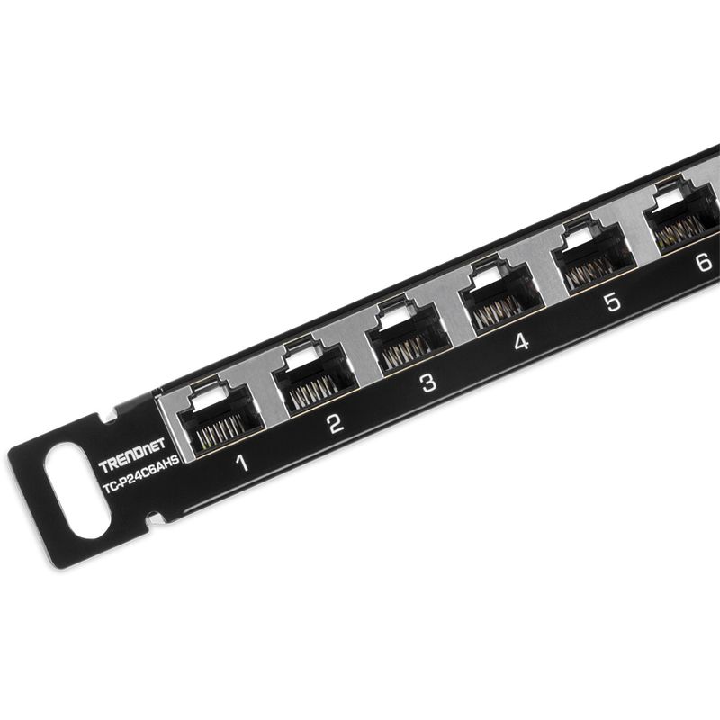 Trendnet-TC-P24C6AHS-pezzo-di-pannello-0.5U--TRENDnet-TC-P24C6AHS-24-Port-Cat6a-Shielded-Half-U-Patch-Panel-2Years-warra