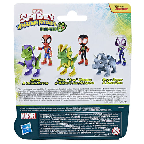 Marvel-Spidey-e-I-Suoi-Fantastici-Amici-Spidey-con-Cattivo-Dino-Spidey-set-di-action-figure-Dino-Webs-di-Spidey-e-Goblin-Raptor