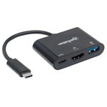 Manhattan-152037-replicatore-di-porte-e-docking-station-per-laptop-Nero--USB-C-DOCK-HUB-3-PORT----HDMI-USB-A-USB-C-USB-3