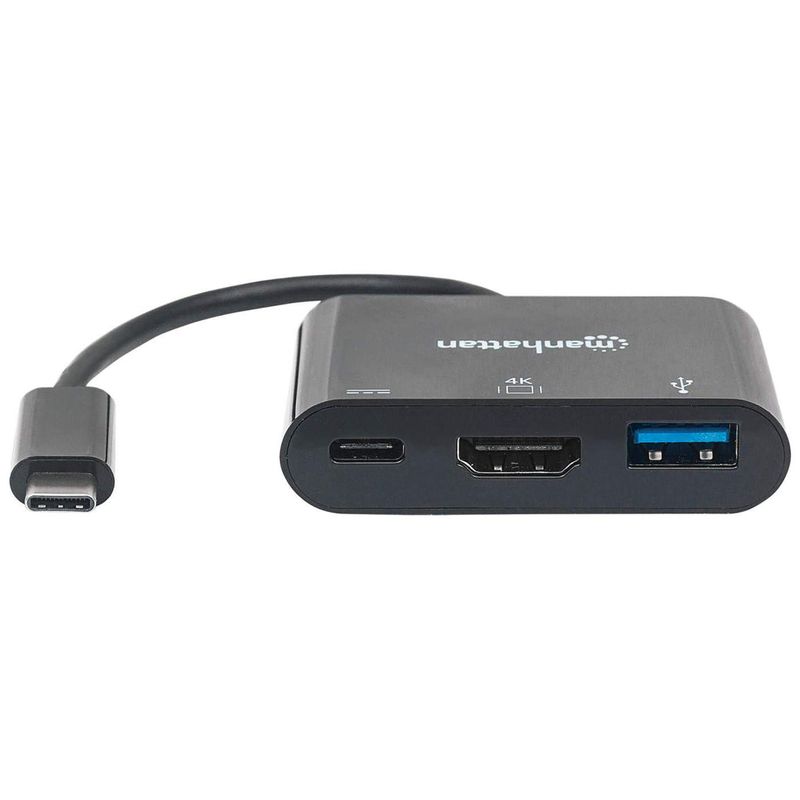 Manhattan-152037-replicatore-di-porte-e-docking-station-per-laptop-Nero--USB-C-DOCK-HUB-3-PORT----HDMI-USB-A-USB-C-USB-3