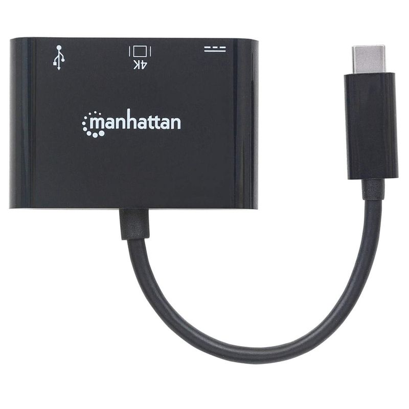 Manhattan-152037-replicatore-di-porte-e-docking-station-per-laptop-Nero--USB-C-DOCK-HUB-3-PORT----HDMI-USB-A-USB-C-USB-3