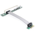 PCI-Express-x1-zu-PCI-32Bit-5-V--Mit-flexiblem-Kabel-13-cm--Links-gerichtet--Mit-4-Pin-Floppy-Stromanschluss