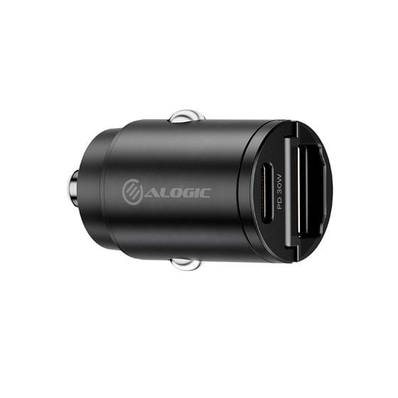 ALOGIC-CRCA30-Caricabatterie-per-dispositivi-mobili-Nero-Auto--RAPID-POWER-30W-CAR-CHARGER-1X---USB-C-PORT-1X-USB-A-PORT