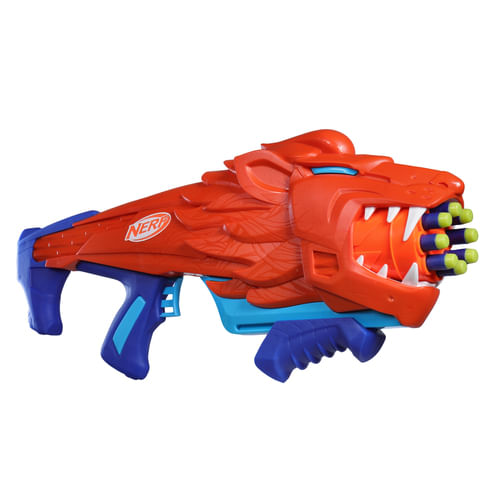 Hasbro Nerf Junior Wild - Lionfury, blaster facile da usare, 16 dardi Elite, blaster , giocattoli a tema leoni