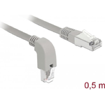 DeLOCK - Patch-Kabel - RJ-45 (M) nach unten gewinkelt bis RJ-45 (M) - 50cm - S/FTP - CAT 6a - geschirmt, halogenfrei - G