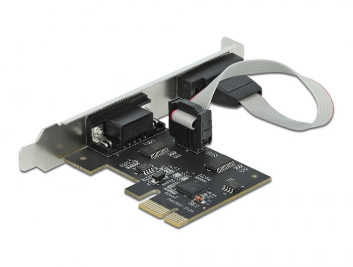 DeLOCK-PCI-Express-Card-to-2-x-Serial-RS-232---Serieller-Adapter---PCIe-20-Low-Profile---RS-232-x-2---Schwarz--90001-