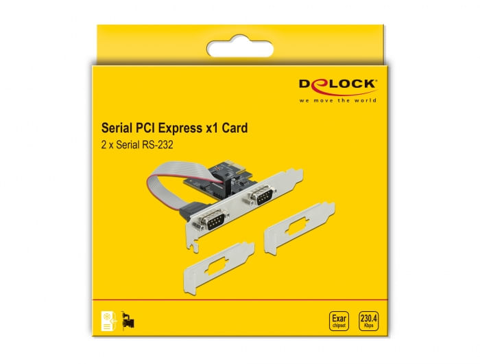 DeLOCK-PCI-Express-Card-to-2-x-Serial-RS-232---Serieller-Adapter---PCIe-20-Low-Profile---RS-232-x-2---Schwarz--90001-