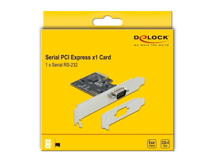 DeLOCK-PCI-Express-Card-to-1-x-Serial-RS-232---Serieller-Adapter---PCIe-20-Low-Profile---RS-232-x-1---Schwarz--90000-