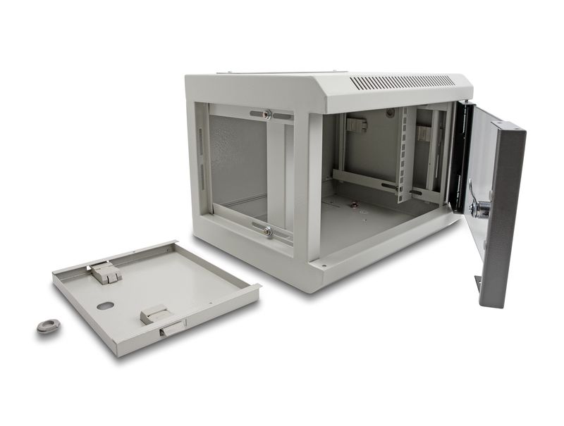 Sblocco-10-Armadio-di-rete-con-porta-in-vetro-4-U-grigio