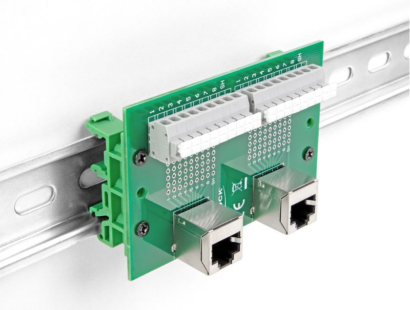 Delock-RJ45-2-prese-su-2-morsettiere-con-pulsante-per-filettatura-guida-DIN