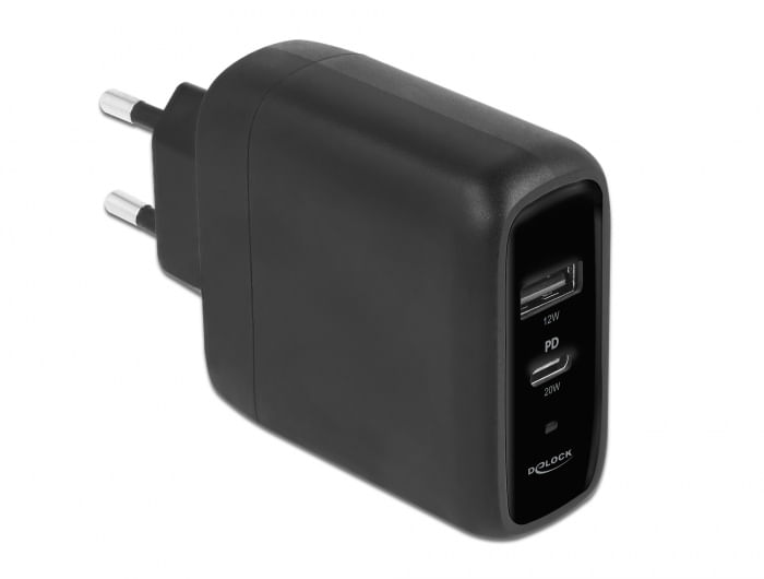 Delock-Caricabatterie-USB-USB-Type-C-PD-3.0-e-USB-Type-A-con-20-W-12-W