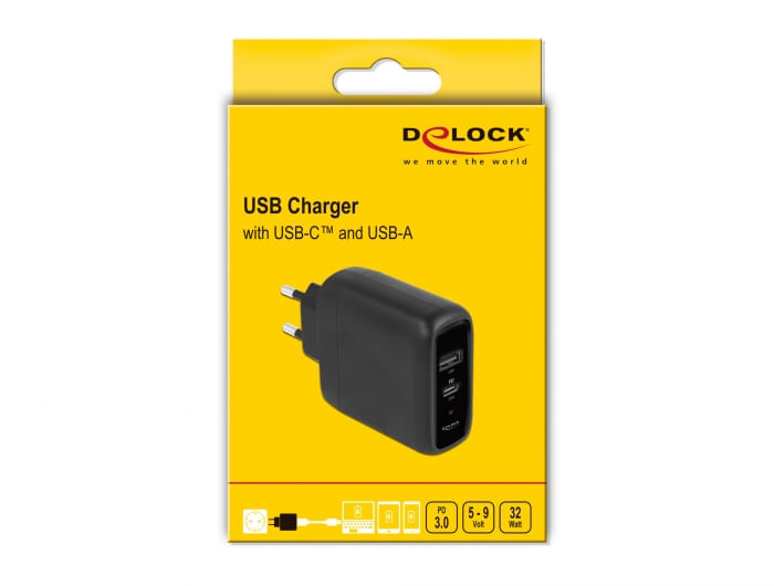 Delock-Caricabatterie-USB-USB-Type-C-PD-3.0-e-USB-Type-A-con-20-W-12-W