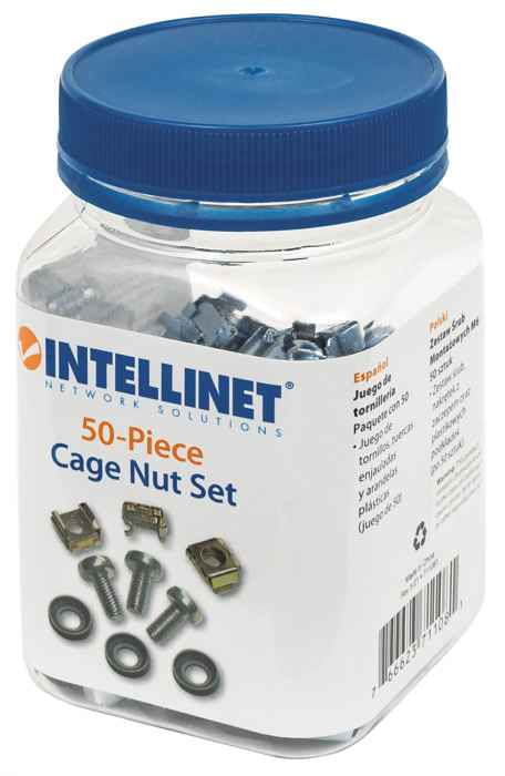 Intellinet-711081-porta-accessori-Confezione-di-dadi-in-gabbia--Cage-Nut-Set-50-Pack-M6-Nuts-Bolts-and-Washers-Suitable-